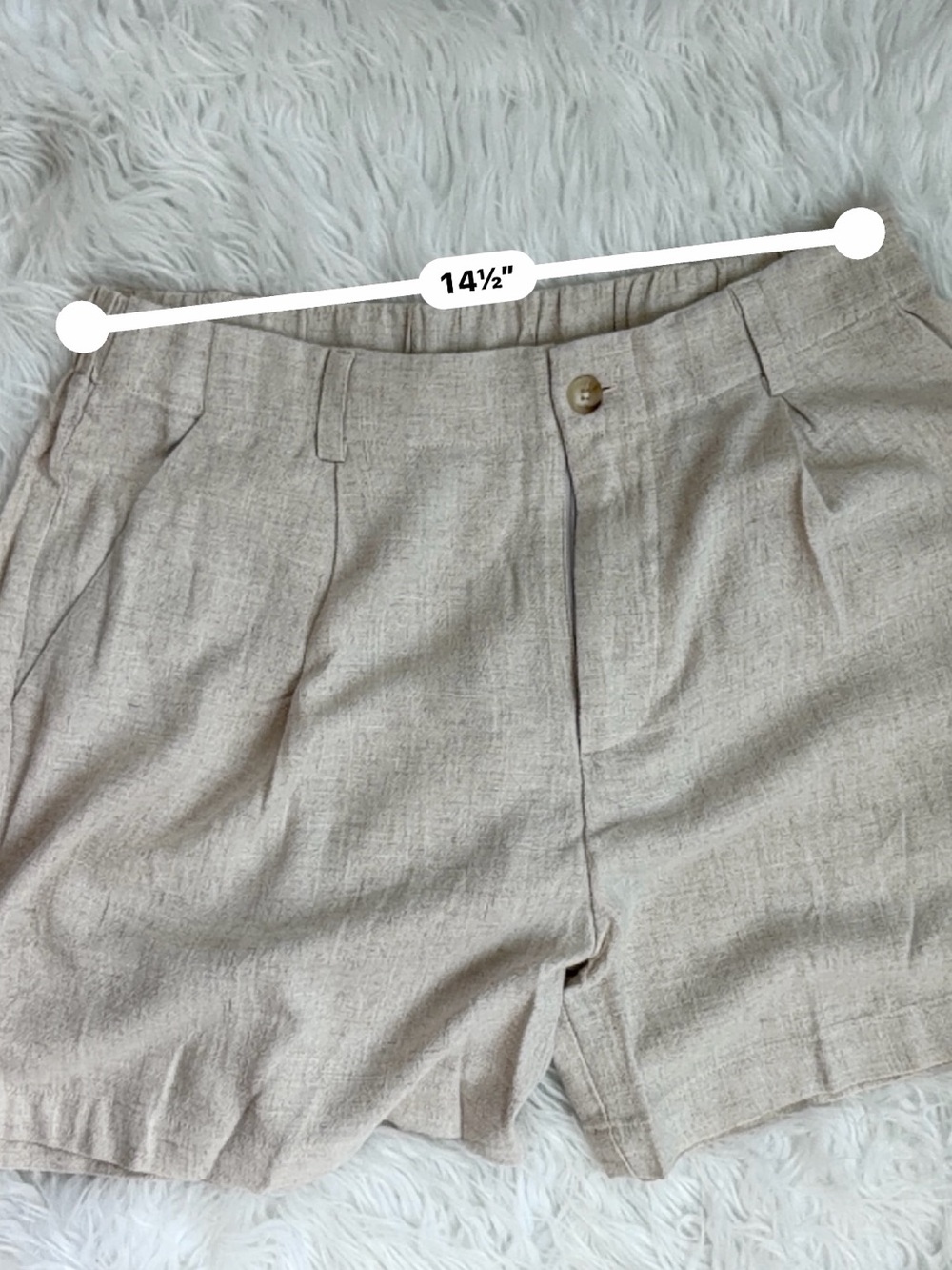 Beige High Rise Wide Leg Cotton Blend Casual Shorts - Picture 3 of 5